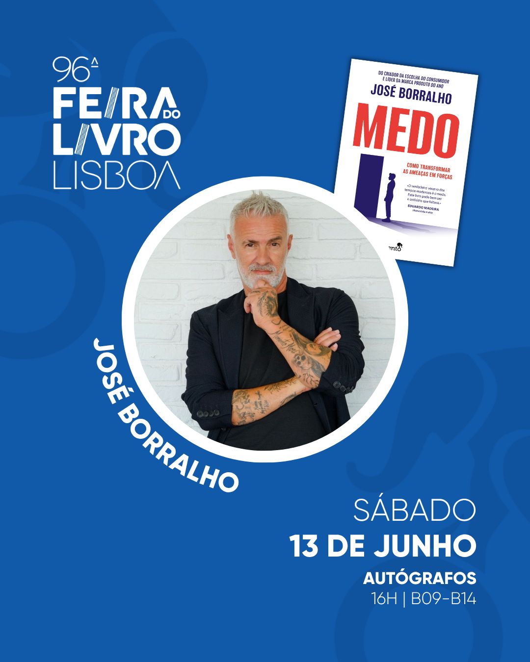 Cartaz da Feira do Livro, autógrafos de José Borralho